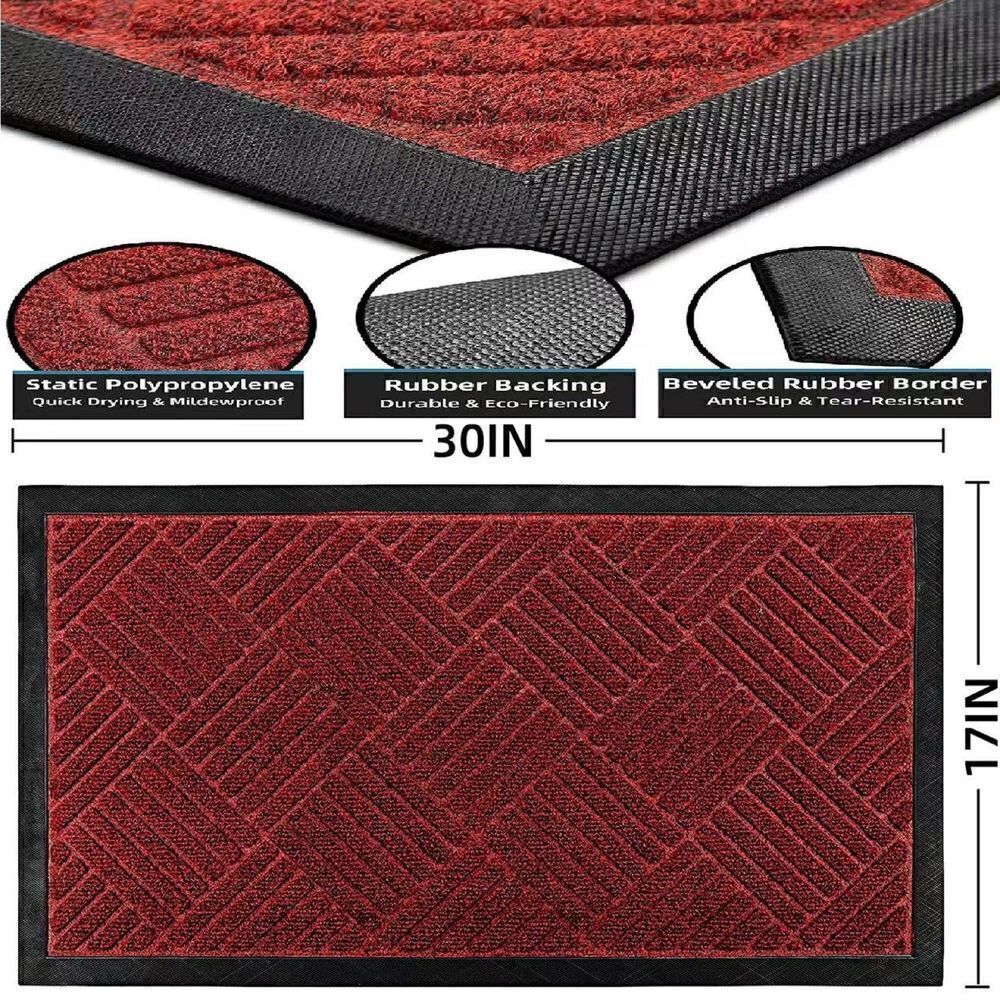 Red Welcome Doormat Rug - Picture 3 of 3